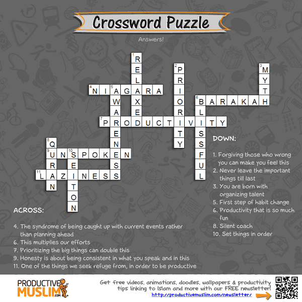 [Brain Teaser of the Month] Crossword Puzzle | Productive Muslim